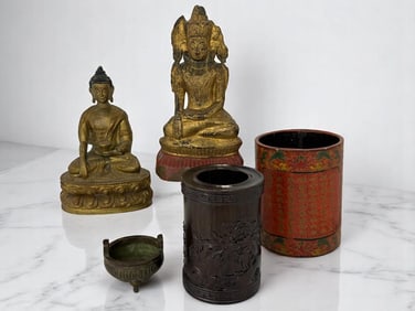 Buddha Statues, Brush Pots, etc