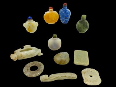 Group of Chinese Snuff Bottles and Jade Pieces