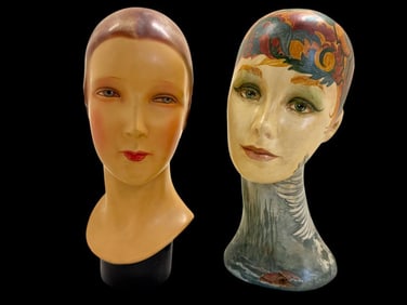 Two Art Deco Female Mannequin Heads