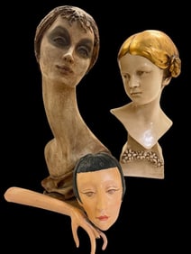 Art Deco Female Busts and Head on Hand