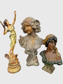 Art Nouveau Busts and Statue