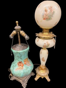 Two Table Lamps Featuring Cherubs