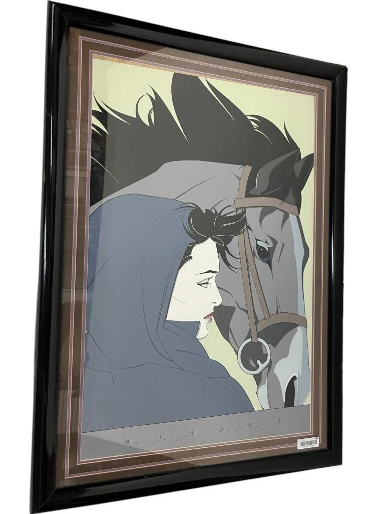 Patrick Nagel serigraph Montana: Patrick Nagel serigraph Montana. Published by Mirage Editions. Approx. 23 x 36 inches. Frame approx. 31 x 43 inches.