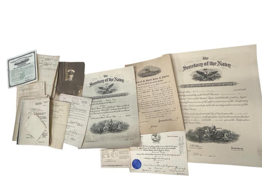 Group of WW1 U.S. Navy Officers Photos, Ephemera, etc: Group of WW1 U.S. Navy Officers Photos, Ephemera, etc