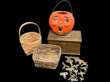 Vintage Halloween Paper Mache Jack O'Lantern & More