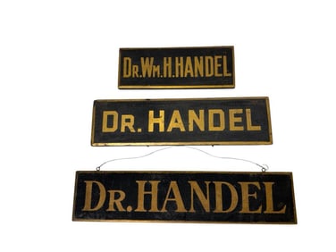 Antique Wood Dr. Handel Signs