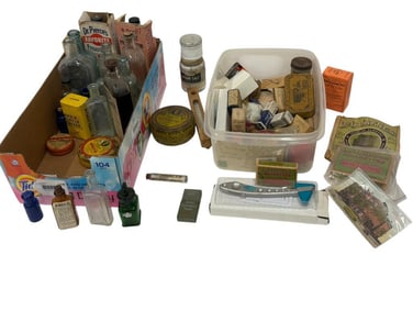 Large Group of Antique Medicine Bottles etc