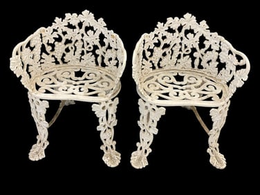 Pair of cast Iron Garden Chairs with Great Designs
