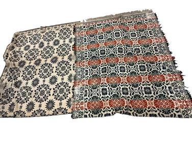 Two Antique Coverlets Dated 1839 and 1851