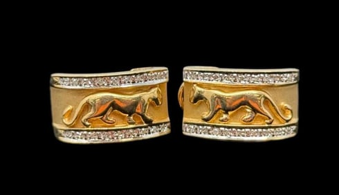 14k Gold Jaguar Earrings