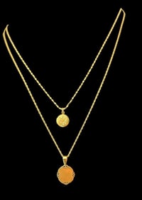 Two 14k Gold Necklaces with Pendant and Locket