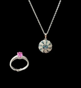 Platinum Rhapsody Ring and Sterling Silver Necklace