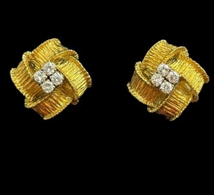 18k Gold and Diamond Earrings
