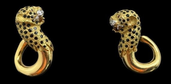 18k Gold Leopard Earrings