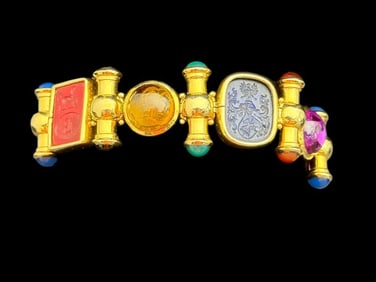 14k Gold Bracelet with Various Stones