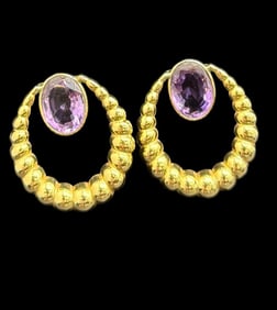 14k Gold and Amethyst Earrings