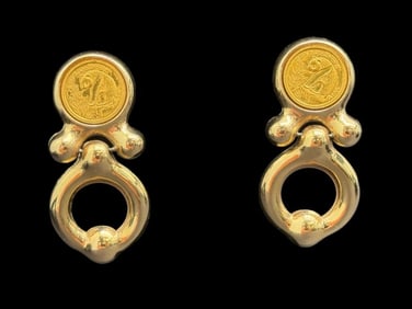 14k Gold Earrings with Panda Coins