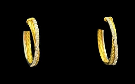 18k Gold and Diamond Earrings
