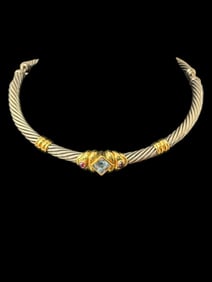 David Yurman 14k gold and Sterling Choker