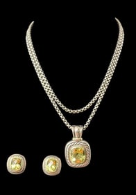 David Yurman 14k and Sterling Necklace Earrings Set