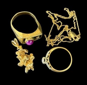 14k Gold Rings, Necklace and Pendant