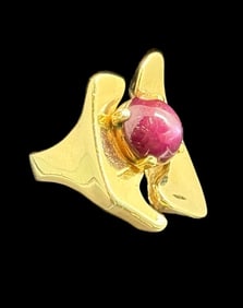 14k Gold Ring with Red Stone