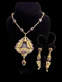 Antique Silver Gilt and Amethyst Buddha Necklace