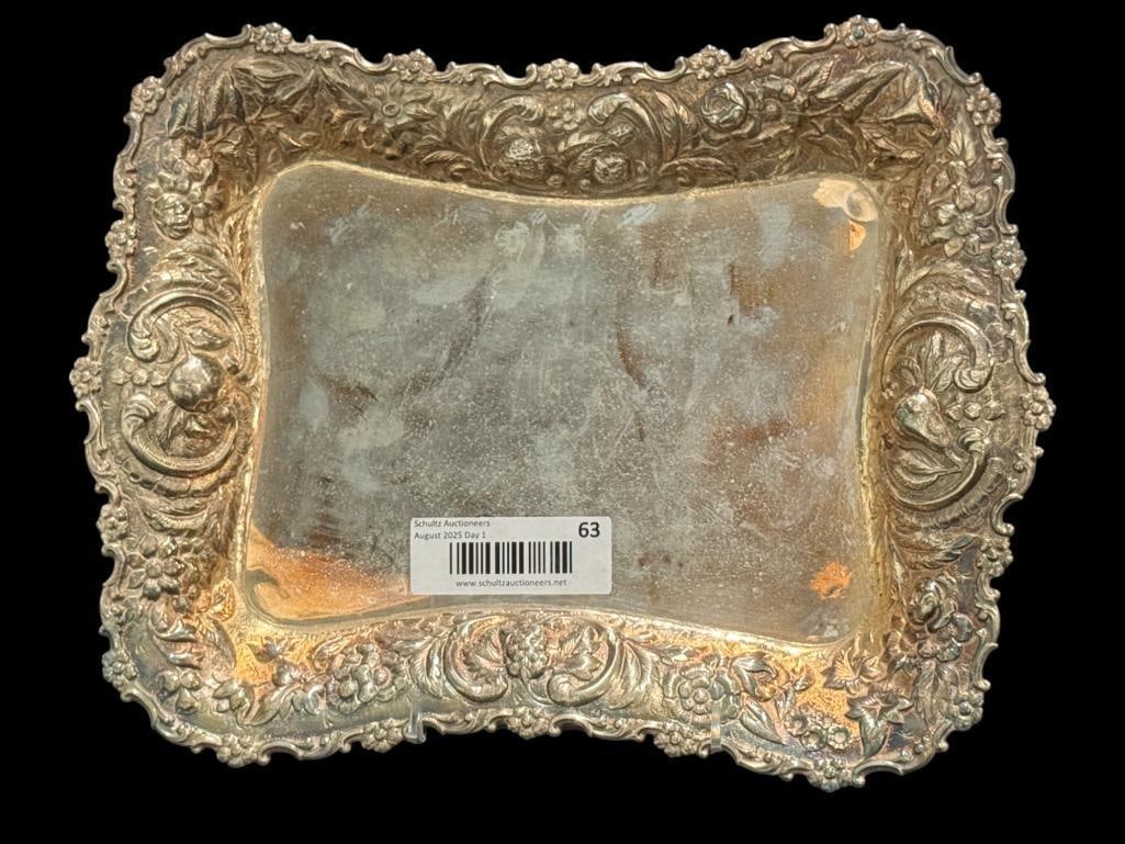 Tiffany & Co Makers Footed Silverplate Tray: Tiffany & Co Makers Footed Silverplate Tray. Approx. 8.5 x 12 inches.