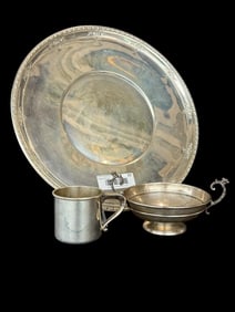 Sterling Silver Plate, Bowl and Cup