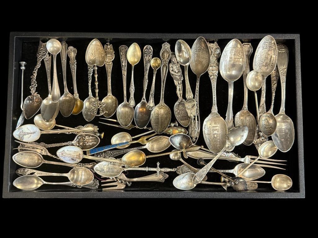 Sterling Silver souvenir Spoons and more: Sterling Silver souvenir Spoons and more. Approx. 17 ozt.