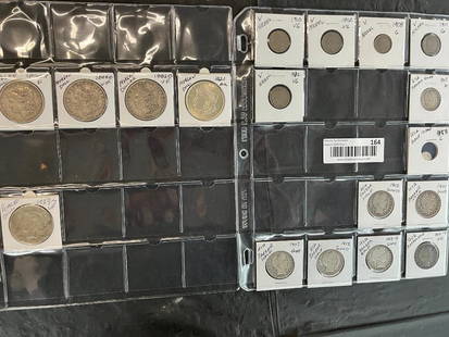 U.S. Morgan Silver Dollars and more: U.S. Morgan Silver Dollars, Peace Dollar, Barber Half Dollars, Liberty Nickels and more. Approx. 18 pieces.