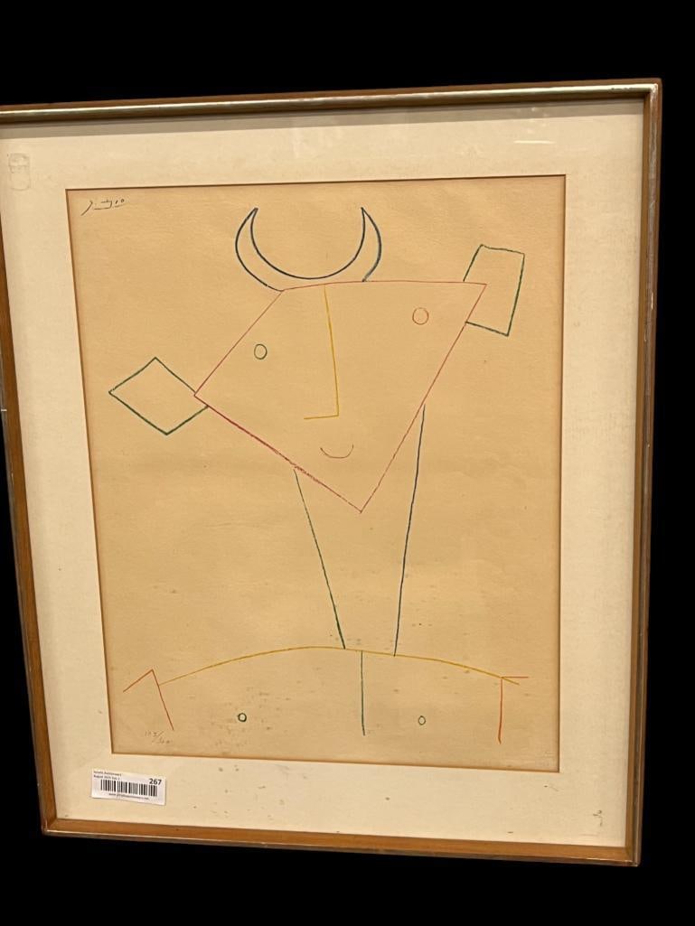 After Pablo Picasso Buste de Faune: After Pablo Picasso Buste de Faune. Bust of Fawn. Signed and numbered 105/300. Approx. 15 x 19 inches. Frame approx. 21 x 25 inches.