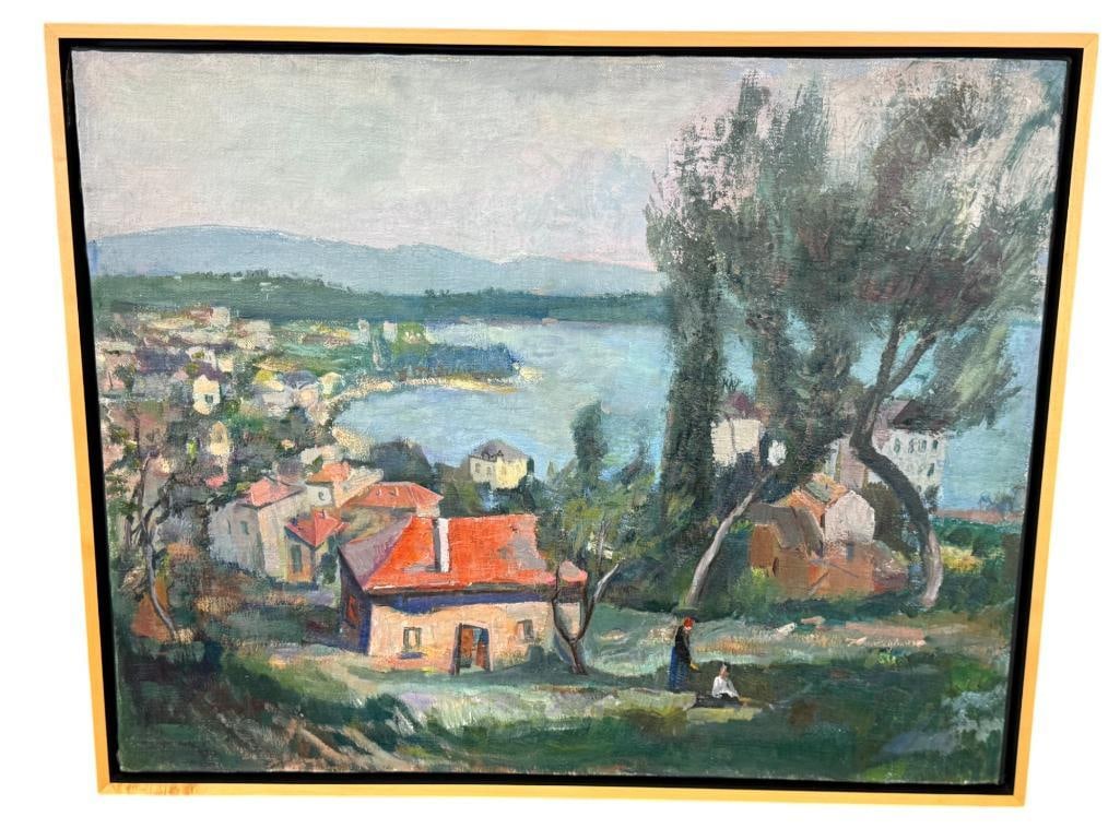 Frederick Serger oil on canvas: Frederick Serger oil on canvas "Porto Roso". Approx. 30 x 38 inches.