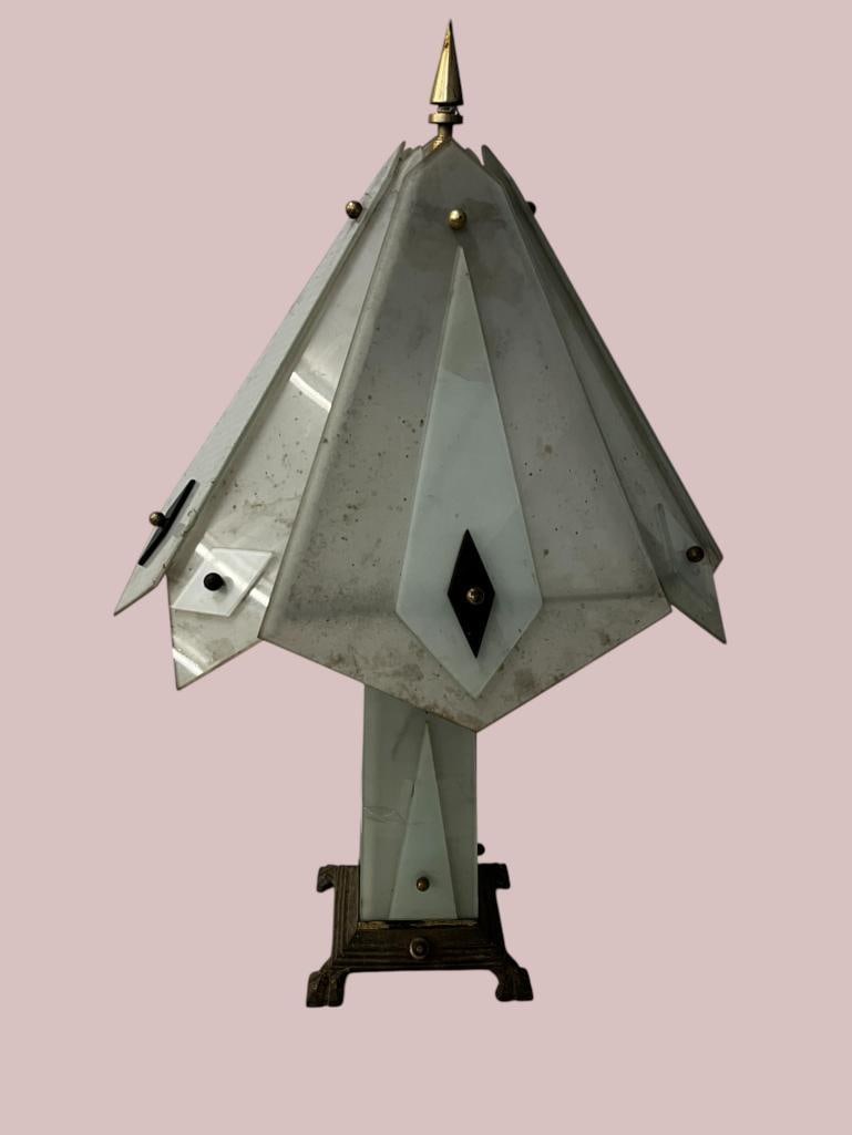 Art Deco Table Lamp: Art Deco Table Lamp. Unusual design. Approx. 24 x 16 x 10 inches.