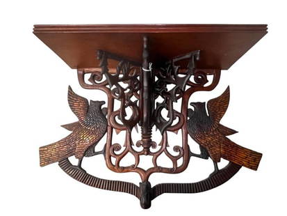Carved Wood wall shelf with Birds and Horse: Antique Carved Wood wall shelf with Birds and Horse. Approx. 19 x 28 x 10 inches.