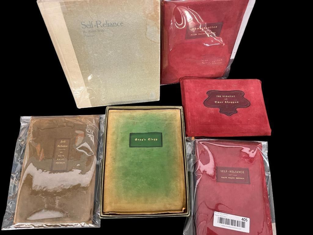 Ralph Waldo Emerson Roycroft Books and more: Ralph Waldo Emerson Self Reliance, Compensation Roycroft Books. The Rubaiyat of Omar Khayyam. Greys Elegy. 6 books total.