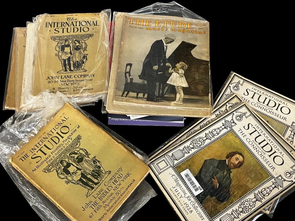 The International Studio Magazines of Fine and Applied Art: The International Studio Magazines of Fine and Applied Art, Ceramophile, The Etud Music Magazine and more. Over 50 pieces.