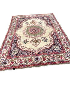 Handmade Persian Tabriz Rug: Handmade Persian Tabriz Rug. Approx. 10' x 12'.