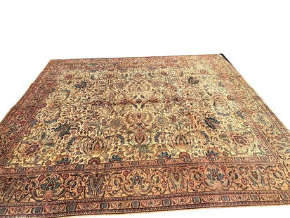 Handmade Persian Tabriz Rug: Handmade Persian Tabriz Rug. Approx. 9'9" x 13'..
