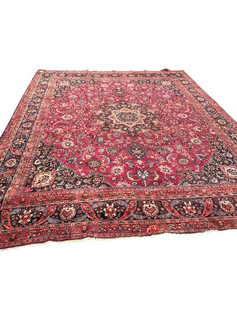 Handmade Persian Ghom Rug: Handmade Persian Ghom Rug. Signed by Makhmalbaf. Approx. 11'9" x 13'6".