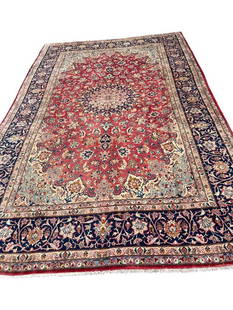 Handmade Persian Isfahan Rug: Handmade Persian Isfahan Rug. Approx. 8' x 12'9".
