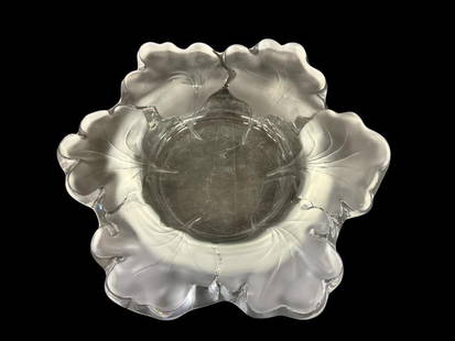 Lalique France Capucines Leaf Bowl: Lalique France Capucines Centerpiece Leaf Bowl. Approx. 12 inches.
