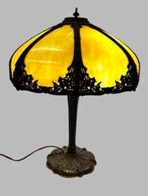 8 Panel Slag Glass Lamp