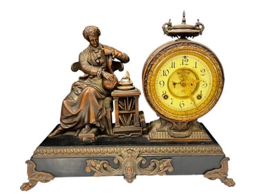 Ansonia Isaac Newton Figural Mantle Clock