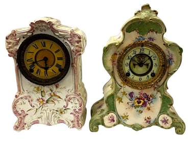Two Porcelain Mantle Clocks