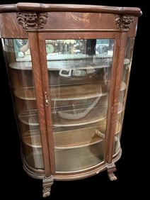 Oak Curved Glass China Cabinet