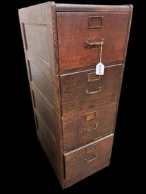 Oak 4 Drawer File Cabinet