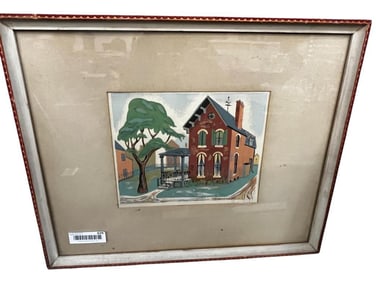 Oil on Paper of a House