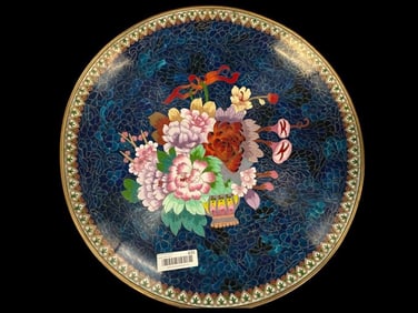 Large Cloisonne Charger with Flowers