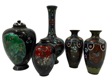 5 Cloisonne Vases